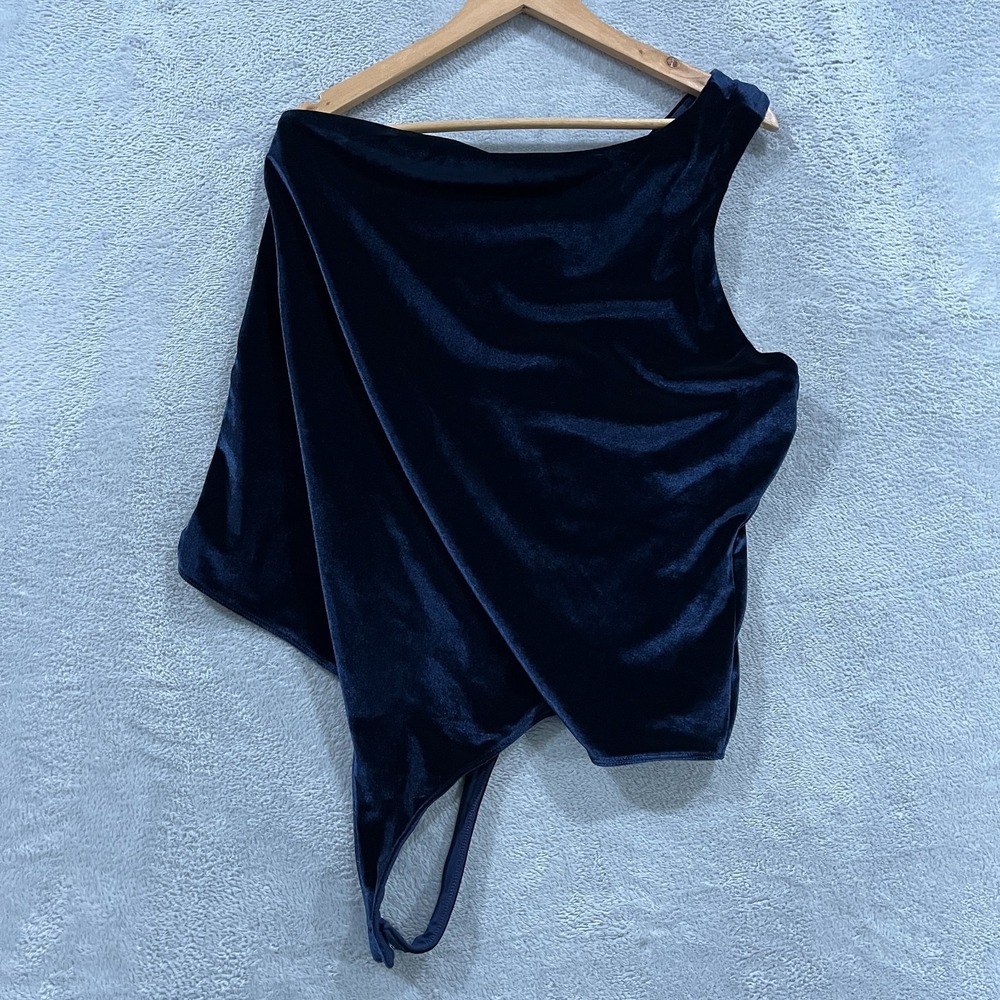 Fabletics Bodysuit Womens 4X 22-24 Gigi Velour One Shoulder Thong Snap NWT Plus